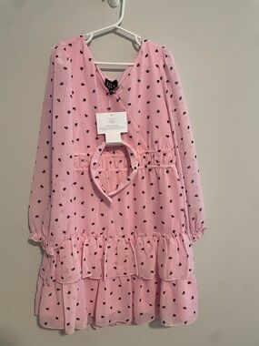 lilt Pink Dress with Black Heart Print
